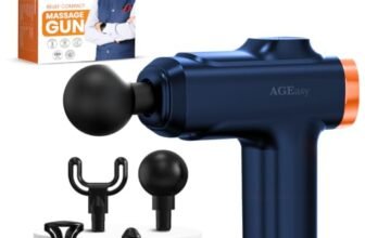 AGEasy (Max Group) Relief Compact Massage Gun with 1-Year Warranty | 6 Speed Levels, 4 Massage Heads | USB Type-C Rechargeable Handheld Massager | Full Body Pain Relief Muscle Massage Machine for Men & Women (Blue)