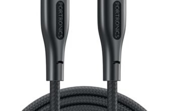 Portronics 100W Konnect B 1.5M Type C to Type C 5A Fast Charging Cable With E-Marker Chipset, Strong Braided Cable, Compatible With Laptops, Smartphone, Tablet, iphones, iPads & other type C Device