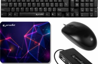 PRODOT High Performance Set of 5 usb Wired Keyboard & Mouse Combo Set (Black) PS2 Standard Desktop Keyboard Compatible with Desktop, Laptop, Mac, Tablet(Black)