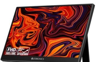 Zebronics 15.6” Portable Monitor, FHD 1080p, 60° Adjustable Stand, 16:9 Aspect Ratio, 250Nits, 16.7M Colors, Type-C PD Input, Type-C Input, Mini HDMI, Built-in Speakers, Wall-Mountable (Pixigo A16S)