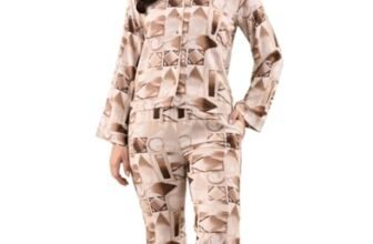 UNIfringe Women’s Rayon Printed Summer Night Dress for Women – Soft & Comfortable Sleepwear Set with Top & Bottom – Stylish Printed Pattern, Lightweight Loungewear | Night Suit Women Brown