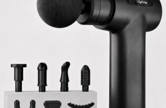 Lifelong LLGM109 Percussion Massage Gun for Pain Relief, Deep Tissue, 6 Speeds & 8 Massage Heads, Cordless, Quiet Operation for Neck, Shoulders, Back, Arms, Legs & Feet (Black)