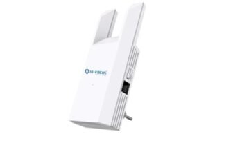 HI-Focus 300 Mbps Wi-Fi Range Extender (2.4 GHz) | Dual-Antenna Wireless Booster + Ethernet Port | Plug-and-Play Wi-Fi Repeater for Home & Office Coverage