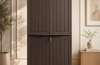 ARLAVYA 1 Year Warranty | Plastic Cupboard Wardrobe Storage Cabinet with Shelves Plastic Free Standing Cabinet(Finish Color – Dark Brown, Door Type- Hinged, DIY(Do-It-Yourself))