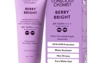 Conscious Chemist® Berry Bright Sunscreen SPF 50 PA++++ 50g | In-Vivo Tested Face Sunscreen | Lightweight Gel Formula | Niacinamide & Blackberry Extract | Hybrid Broad Spectrum UVA & UVB Protection | Non-Greasy, No White Cast | Water Resistant | For Oily, Combination & All Skin Types