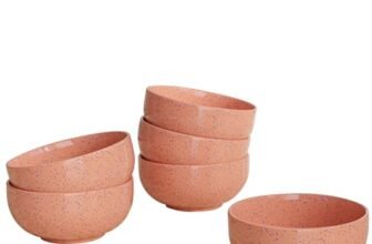 The Earth Store Spiral Pink Ceramic Bowl Set of 6, 150ml Each | Vegetable Bowl | Dishwasher & Microwave Safe Bowl for Snack, Dal, Curry, Salad, Perfect for Gifting & Daily Use