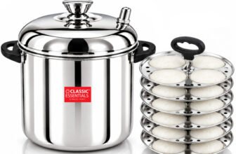 Classic Essentials Stainless Steel Idli Cooker with 6 Plates, 24 Idlis Silver Standard Idli Maker(6 Plates , 24 Idlis )