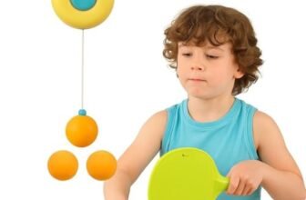 Eitheo Indoor Hanging Table Tennis Set for Kids, Table Tennis Self Training Game Set with 3 Ping Pong Balls & 1 Pair Paddle, Ping Pong Training Set Portable Adjustable Game for Kids – Multicolor