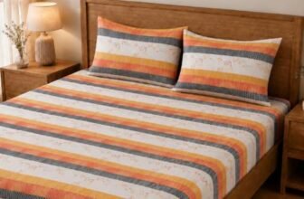 Welspun Zen Microfiber Double Bedsheet with 2 Pillow Covers | Percale Bed Sheet | Skin Safe, Breathable & Easy Care Bedding Set | Floral Orange | 220 x 240 Cm