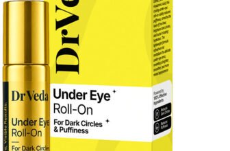 DrVeda Under Eye Cream Roll On for Dark Circles, Puffiness & Fine Lines 100% Natural(10 ml)