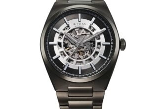 Titan Nexus Skeletal Automatic Analog with Gun Dial Gun Stainless Steel Strap Watch for Men – 90221QM02