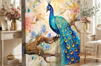 BOSCO Royal Peacock Canvas Wall Art Canvas 16 inch x 16 inch Painting(With Frame)
