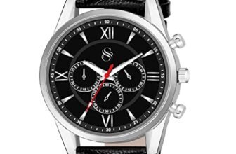 Shocknshop Analog New Black Leather Strap Watch for Men Boys -WCH66 (Black Silver)