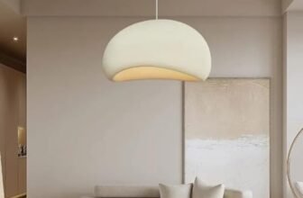 Glowave® Wabi Sabi 300mm White Resin Pendant Hanging Light Ceiling Lamp for Kitchen, Bedroom Hotels Cafes – Warm White (Round 300mm)