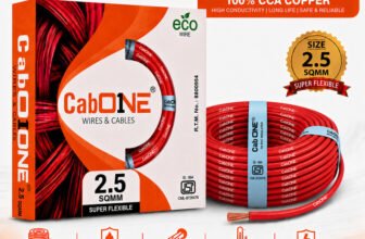 CabONE Lite 2.5 Sqmm CCA Copper Wire | 90m | Single Core | FR PVC Insulated | Domestic 2.5 sq/mm Red 300 ft. Wire(Red)