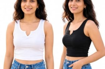 Women’s Ribbed Tank Top Pack of 2 Sleeveless Notch V-Neck Fitted Stretchable Crop Top Combo for Casual Wear, Gym, Layering, Summer Fashion (White & Black). (in, Alpha, XS)