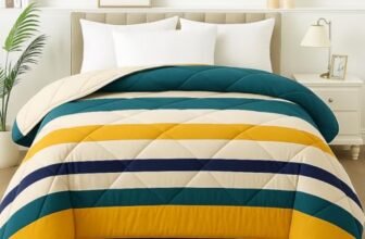 BSB HOME 2nd Gen 220 GSM Microfiber Reversible AC Comforter/Blanket for Winter/Quilt/Duvets for King Size Double Bed (220 X 230 cm, Striped Printed- Mustard Yellow and Green)