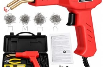 Plastic Welding Machine Kit 50 W with 200 Pcs Hot Staples (4 Types), Hot Stapler Plastic Repair Gun for Car Bumper Crack Repair, Automotive Plastic Welder Motorcycle Fairings, Plastic Parts Repair
