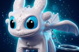DEVAR Dragon Keychain Toy with LED Light & Moving Wings, Night Fury Glowing Dragon Keychain | Mini Fantasy Figure Creature Charm for Car Dashboard,Bike Keys,Backpack Bag Accessory & Kids Gift (White)