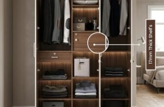 CASPIAN Engineered Wood 3 Door Wardrobe (White & Brown) | Furniture with Dressing Mirror & Key Locker | Cupboard/Almirah for Bedroom Clothes Storage Organizer with 11 Shelves & Drawer