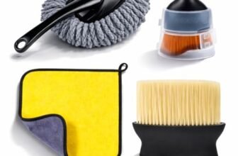4-in-1 Car Cleaning Kit – Microfiber Car Duster with Handle, Ultra-Soft Detailing Brush & 40×30 cm Microfiber Towel | Scratch-Free Interior & Exterior Cleaning Combo for Dashboard, AC Vent & Car Body