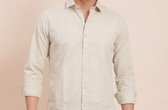 RICH STAG Men Solid Formal Cream Shirt