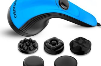 AGARO Atom Plus Electric Handheld Full Body Massager, 4 Massage Heads, Mesh Cover, Variable Speed Settings for Pain Relief and Relaxation, Back, Leg & Foot Massager(Blue)