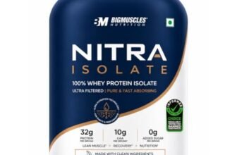 Bigmuscles Nutrition Nitra Isolate [1kg, Rich Chocolate] 32g Protein | 10g EAA | Whey Protein with Bromelian For Faster Absorption | Informed Choice UK Certified | No Added Artificial Sweeteners, Flavours