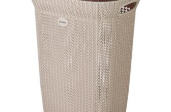 Amazon Brand – Solimo Plastic Knit Laundry Basket – Big – 55 Litres – 44 Cm X 35 Cm X 61 Cm | Beige
