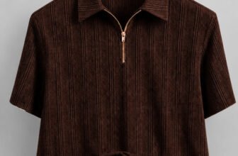 COMBRAIDED Self Design Men Polo Neck Brown T-Shirt