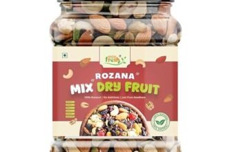 High Fresh Premium Mix Dry Fruits 1kg | Mixed Almonds, Cashews, Pistachios, Raisins, Apricots, Black Raisins & Dried Kiwi | Assorted Crunchy Trail Mix for Snacking & Gifting