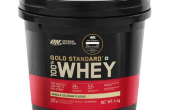 Optimum Nutrition (ON) Gold Standard 100% Whey Protein Powder – Primary Source Isolate Whey Protein(4 kg, Vanilla Ice Cream)