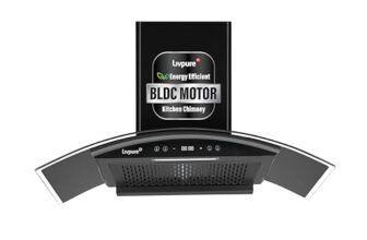 Livpure Eterna 90 cm | Curved Glass | 1400 m³/hr Suction | BLDC Motor | Filterless | Touch & Gesture Control | Low Noise | 10 Years Motor + 1 Year Comprehensive Warranty | Black