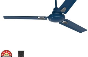 V-Guard Windle Deco with 24 Months Warranty BLDC Motor with Remote 1200 mm Ceiling Fan(5 Star | Admiral Blue | Pack of 1)