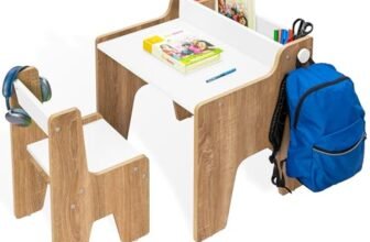 AlexDaisy Norway Kids Study Table & Chair Set for 3–12 Years | Non-Toxic Safe Material | Soft Coated Premium Finish | Engineered Wood Kids Study Desk with Storage & Bag Hook (White)