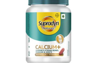 Supradyn Naturals Calcium+ For Men and Women, 100% Vegetarian,For Stronger Bones & Health(60 Tablets)