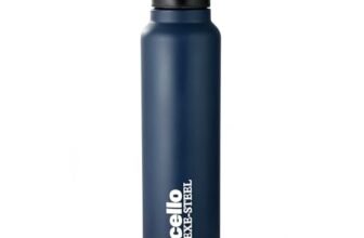 CELLO Crysta Flip Stainless Steel Water Bottle 1000 ml, Navy Blue | Single Wall Freezer & Fridge Safe Lightweight Leakproof Flip lid Spillproof Rust Resistant Steel Water Bottle for School Gym Office