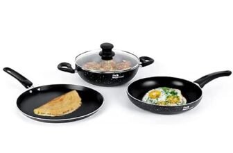 The Better Home Non Stick Induction Cookware (3mm Thickness)| Induction Utensils for Cooking |Non Stick Frying Pan (24cm), Dosa Tawa (28cm), Kadai (24cm) | 3 Layer Coating