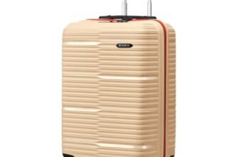 HRX Zanzibar Cabin Size Beige Polypropylene Hard Shell Suitcase – Premium Travel Trolley Bag with 8 Spinner Wheels, Number Lock & Water Resistant Body