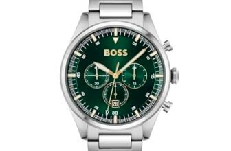 BOSS Hugo Stainless Steel Pioneer Analog Green Dial Men Watch-1513868, Silver Band