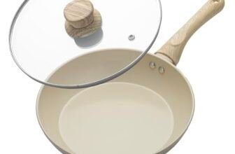 Lifelong Forged Aluminum Fry Pan 24cm, Beige, Ceramic Coated, Gas & Induction Friendly, Non-Stick, Teflon Free, Durable for Cooking, Searing, Sautéing & Frying