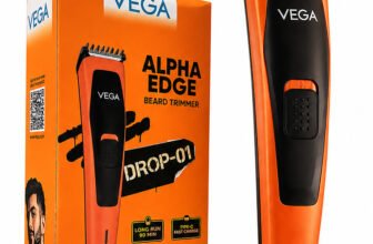 VEGA Alpha Edge Beard Groomer for Men with 4 Comb, USB C-Type Charger (VHTH-45) Trimmer 90 min  Runtime 4 Length Settings(Orange)