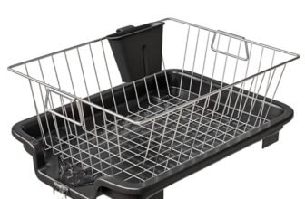 TEX-RO Small Dish Drying Rack with Drainer Tray | Stainless Steel Vessel Drainer Basket for Kitchen | Utensils Drying Rack with Spout | Bartan Basket Stand for Sink | Kitchen Dish Rack, 29 cm