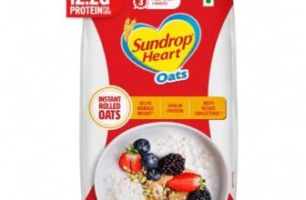 Sundrop Heart Plain Rolled Oats, 1kg | High Fibre & Protein | Breakfast Instant Oats – Ready in 3 Minutes | No Trans-Fat, Cholesterol & Added Preservatives | Healthy Cereal & Ideal for Overnight Oats