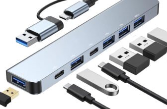 Foxne Point Type-C with USB 3.0,1xUSB 2.0 & TypeC 3.0 PD 7-in-1 Type-C 4K HDMI, 3.0,2xUSB 2.0 & Type C 3.0 PD, SD & Micro SD USB Hub(Grey)