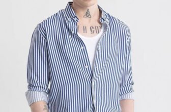 Mihit Lifestyle Men Striped Casual Blue Shirt