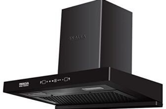 INALSA Pyramid Kitchen Chimney 60cm|1350 m³/hr High Suction|58 dB Low Noise|Filterless Auto Clean Chimney|Motion Sensor &Touch Control|Black Powder Coated Finish|7Yr Warranty On Motor (Maris 60BKMAC)