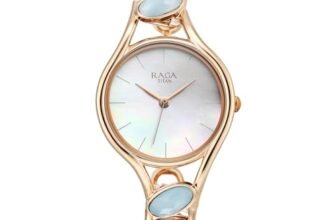 Titan Raga New You Quartz Analog Mother of Pearl Dial Blue Chalcedony Stone Strap Watch for Women-NS95190WM02