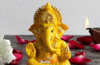 AutoRio Shri Ganesha Idol for Car Dashboard | Lord Statue for Home, Office & Pooja Room Decor | Spiritual Gift for Housewarming, Festive & Religious Occasions(Yellow)
