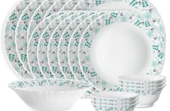 Larah by Borosil 19 Pieces Stardust Opalware Dinner Set for Family of 6